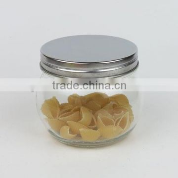 400ml Clear Round Glass Food Container with Metal Screw Cover