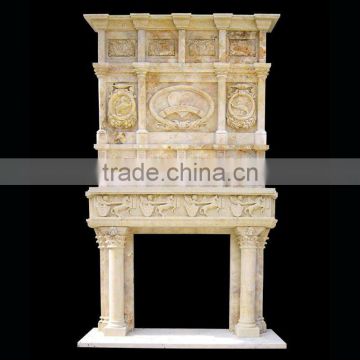 White Travertine Stone Fireplace Mantel