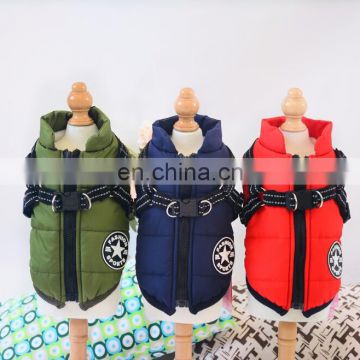 2020 New cross border dog padded coat chest back one cotton vest pet clothes winter dog coat with two feet