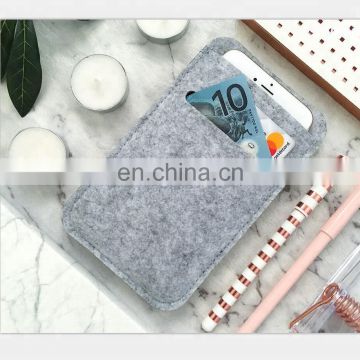 Simple style customized light grey felt phone case with pockets for card holder