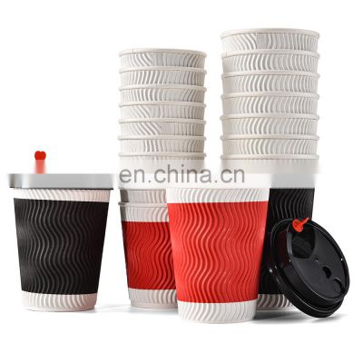 Sunkea biodegradable Anti-scalding coffee ripple wall paper cup