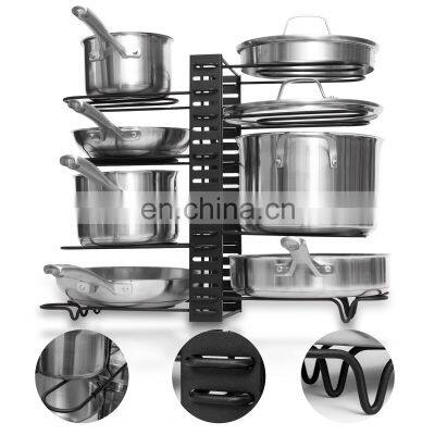 Kitchen Counter and Cabinet Organiser Storage Pot Rack  Organizers Adjustable Pot Lid Cover Drain Holder for Kitchenware Tables