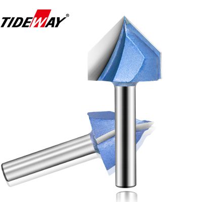 TIDEWAY LC0301 V Groove Router Bit 90 Degree Double Flute Chamfer and Bevel Bit Carbide Tipped Woodworking Tool