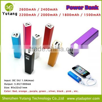Optional Colors 2600mA Portable External Battery power bank for cell phone 2200mAh
