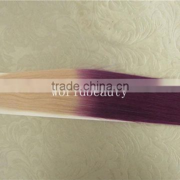 ombre colours #60/violet keratin hair extensions,pre-bonded hair extensions