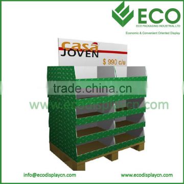 Durable Corrugated Cardboard Pallet Display With Separate Tray For Supermarket