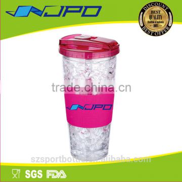 Enjoy Cooling Summer! FDA Approved Double Wall BPA Free 16oz Plastic Tumbler with Straw