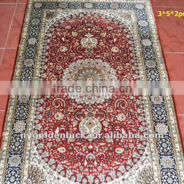 kashmir 400L double knotted 100%natural silk 3x5 persian rugs carpets