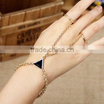 Hand Bracelet Bangle gold Chain Link Finger Ring Bracelet