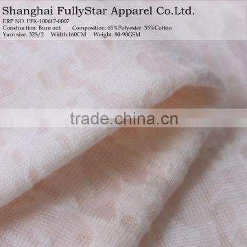 knitted burn out cotton polyester fabric