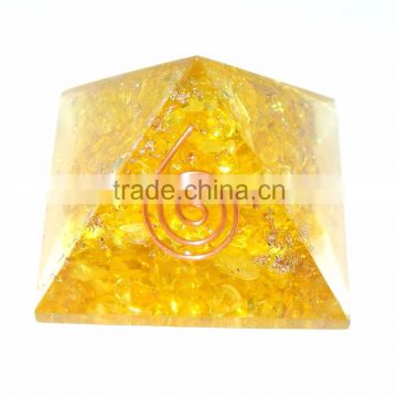 Yellow Orgone Crystal Dye Energy Pyramid : Wholesale Orgonite Pyramid