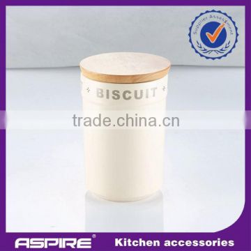 Ceramic kitchen biscuit storage container jar