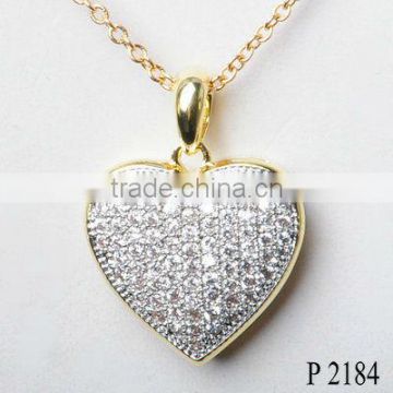 Fashion jewelry pendant of heart shape with crystal