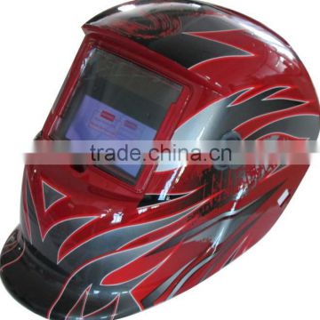 Painted automatic welding helmet with red color