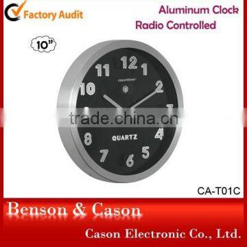 Cason 10'' decorative radio controlled aluminum wall clock