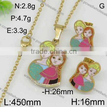 Hot gold color cartoon style stainless steel jewelry set made in china