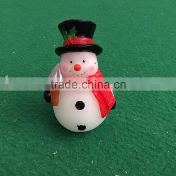 X'mas yellow flicking led candle snowman real wax candle christmas decoritive snowman candle led flameless flicking led candle