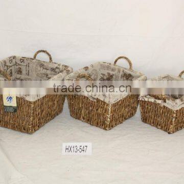 Maize Peel Hand-made Storage Baskets with Handle and Lining