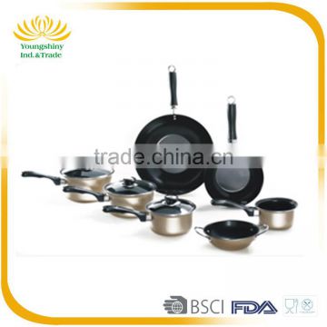 Hot selling popular 10pc gold nonstick cookware set