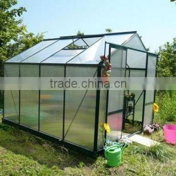 aluminum greenhouse with 4mm PC /two roof windows
