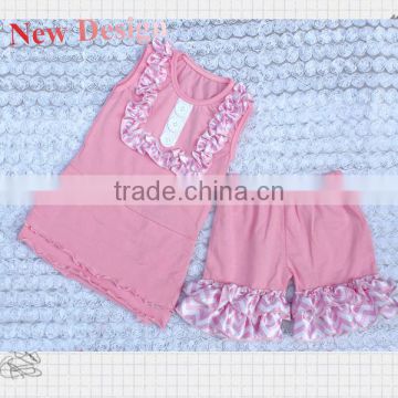 wholesale cute summer kid outfits with button decoration