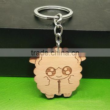 Wholesale Sheep Shape Keychain Wood Carving Accessories