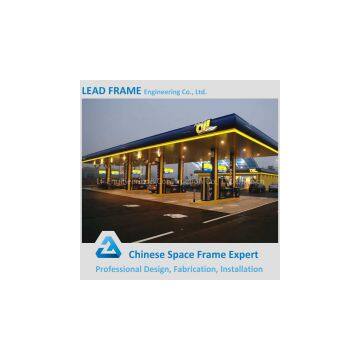 Long Span Light Type Prefab Steel Grid Gas Station Roof