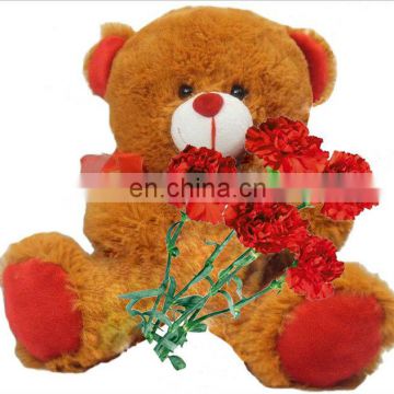 Mother's Day Gifts plush stuffed sitting teddy bear with red carnation