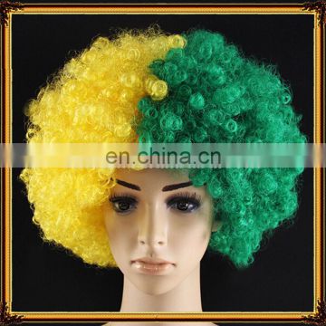 Green And Yellow Synthetic Afro Party Wig