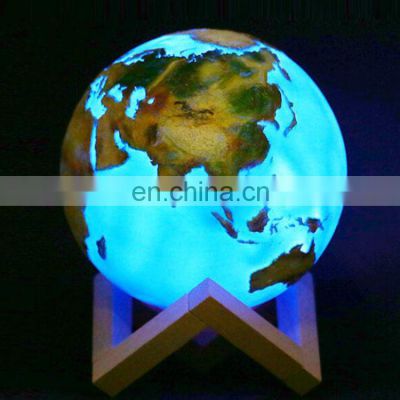 Amazon best seller  PLA 3D Print modern design wireless rechargeable led earth ball table lamp