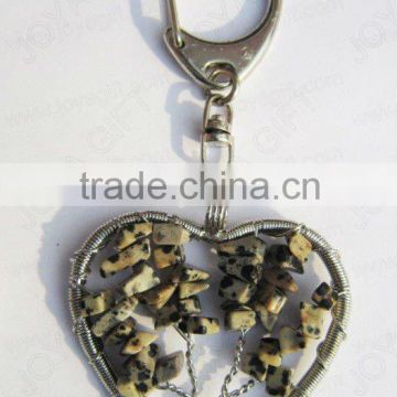 Spot stone chip stone lucky tree Heart shape Gemstone keychain,gemstone pendant keyrings,stone key chain