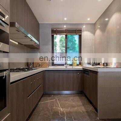 China Wholesale Price Modern Minimalism Design Cabinet With marble like Quartz Stone Kitchen Cabinets Set