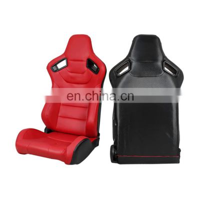 Adjustable Red PVC Leather sports carbon back racing car seats