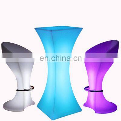 wireless illuminated glowing led portable led light bar cocktail tables and chairs hot sale high bar table and chairs
