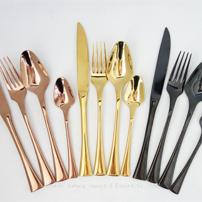 Rose Gold Black Colored Stainless Steel Knife Fork Spoon Flatware For Wedding Tableware