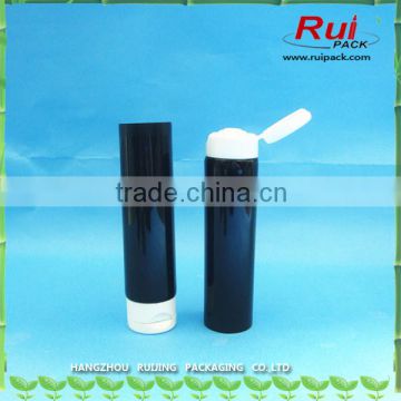 Black color PE tube with white flip top cap, 25mm diameter cosmetic tube