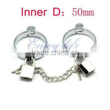 Wholesale Inner D:50mm Smooth Kirsite Alloy Metal handcuffs bondage sex toys, Adult restraint steel wrist cuffs sex products