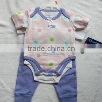 BSCI Passed China Factory Combed Cotton High Quality Hot Sell Baby Clothing Set Infant Romper + Pants Clothing Set