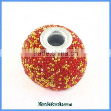 Wholesale Red & Gold Indonesia Round Resin Necklace Beads PCB-M100558