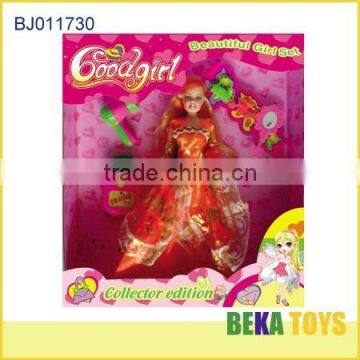 Littel girl toys nicedoll beautiful girl red dress set dolls