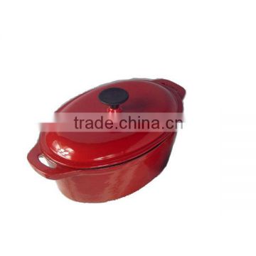 red enamel cast iron oval cocotte