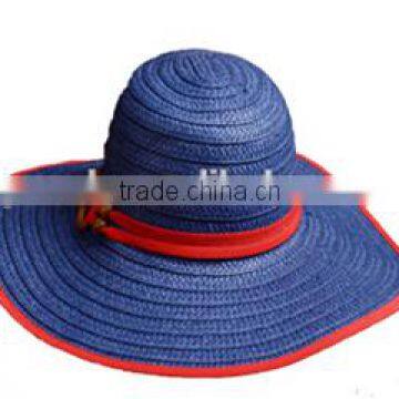 Wholesale large brim sun paper straw hat/fashion beach paper straw hat