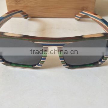 skateboard Wood Sunglasses ,colorful wood &bamboo glasses, Wooden Frame Material and Polarized Lenses Material Wood Sunglasses