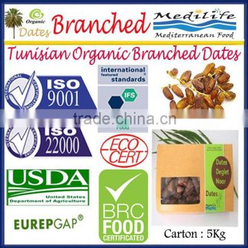 Tunisian Organic Branched Dates. High Quality Organic Branched Dates. Tunisian Dates Fruit. Organic Dates 5 Kg Carton