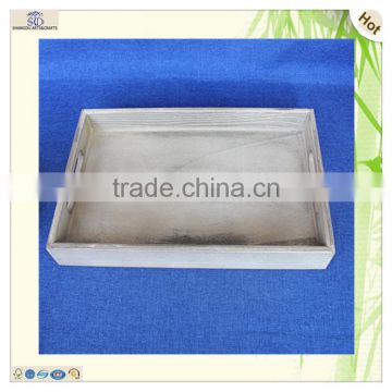 China manufacture large antique hole handles pine wooden tray