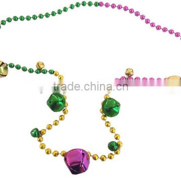 Mardi Gras/ Dionysia multicolor beads with jingle bell necklace