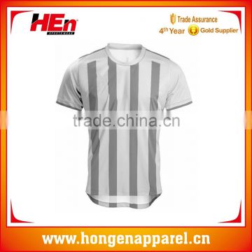 Hongen apparel OEM brand sublimation striped short sleeves soccer jerseys