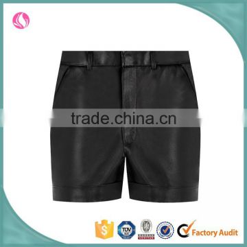 China Suppliers Custom Ladies PU Leather Stylish Hot Shorts