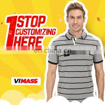 custom mens designer shirts gray striped polo wholesale polo shirt for men