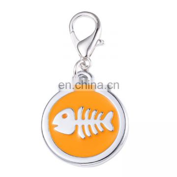 Extremely cute and beautiful zinc alloy round engraved fishbone pattern dog metal tags